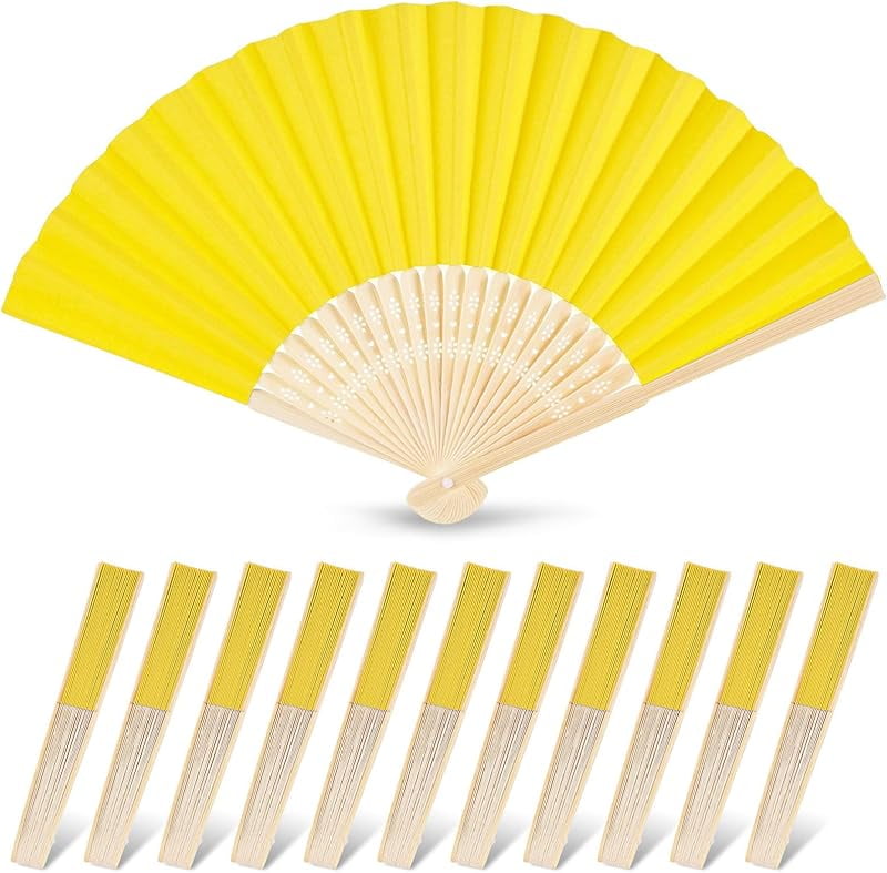 JOHOUSE 12 Pcs Paper Folding Hand Fans, 8.3 Inch Dark Blue Paper Fans ...