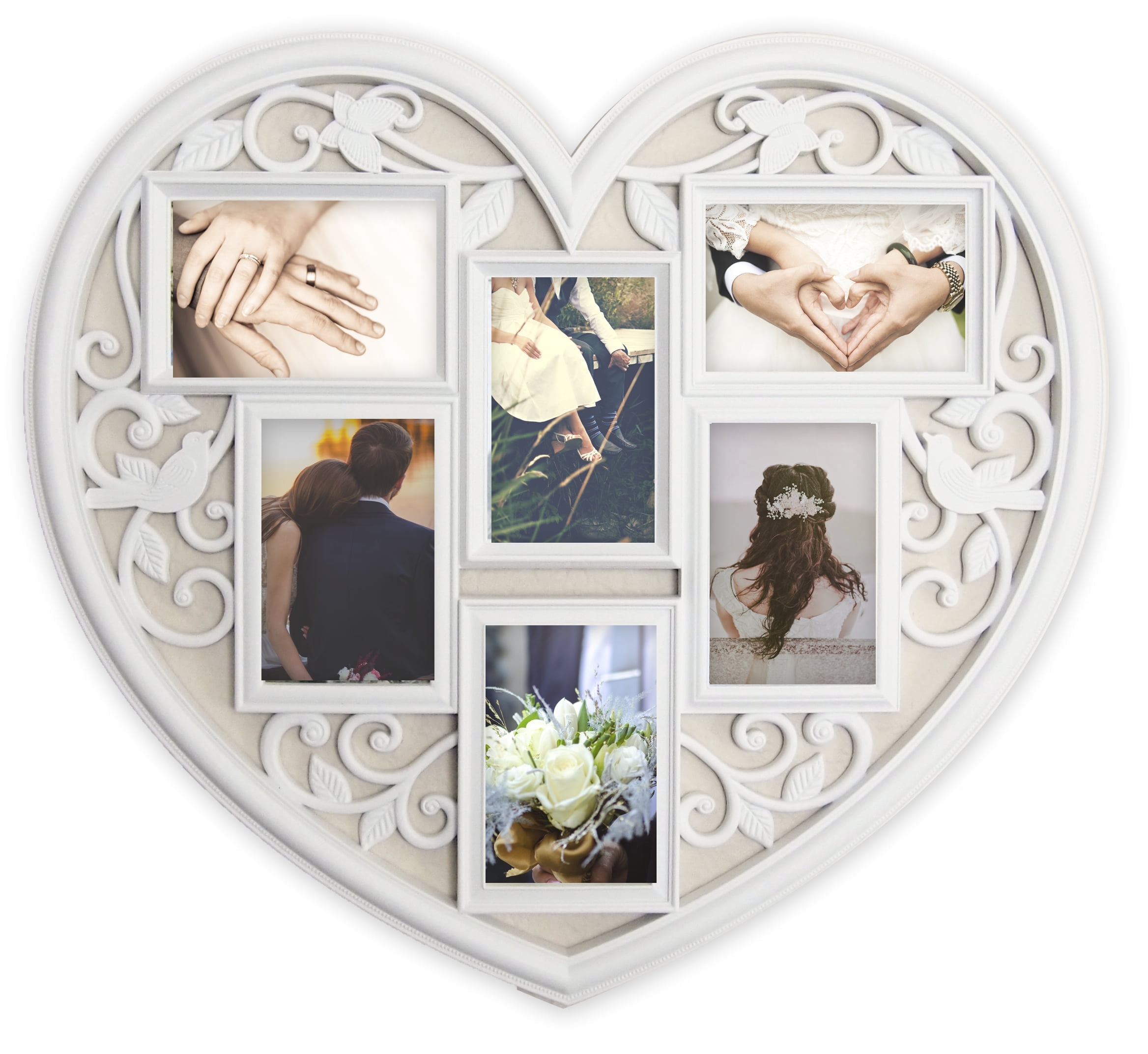 JOICE GIFT White Wall Large Hanging Heart Shape Collage Picture