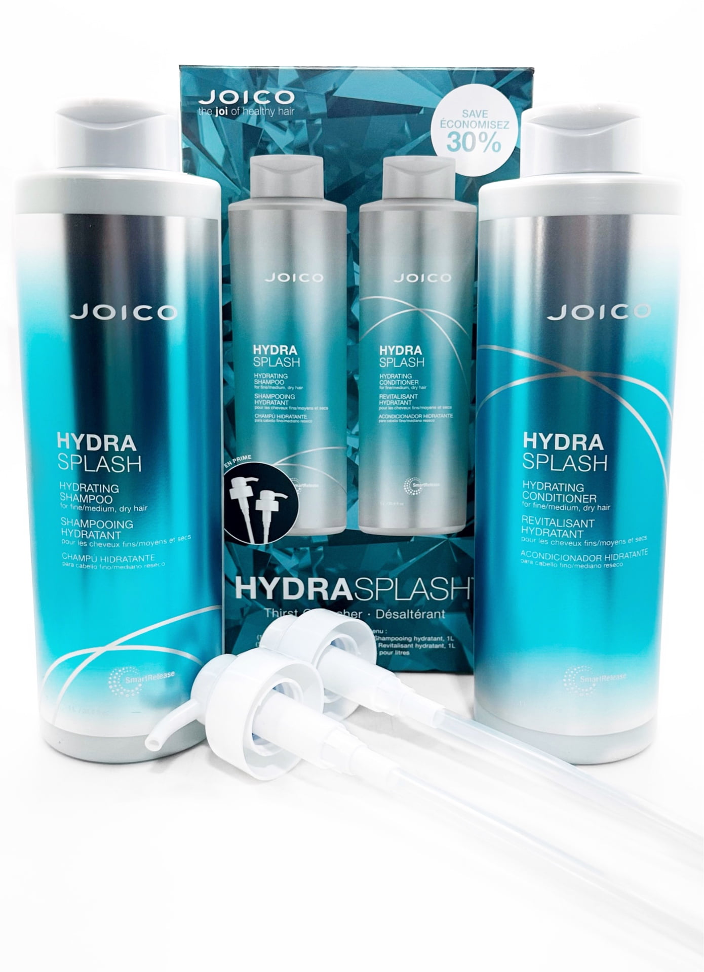JOICO HydraSplash Hydrating Shampoo AND Conditioner LITERS DUO + PUMPS