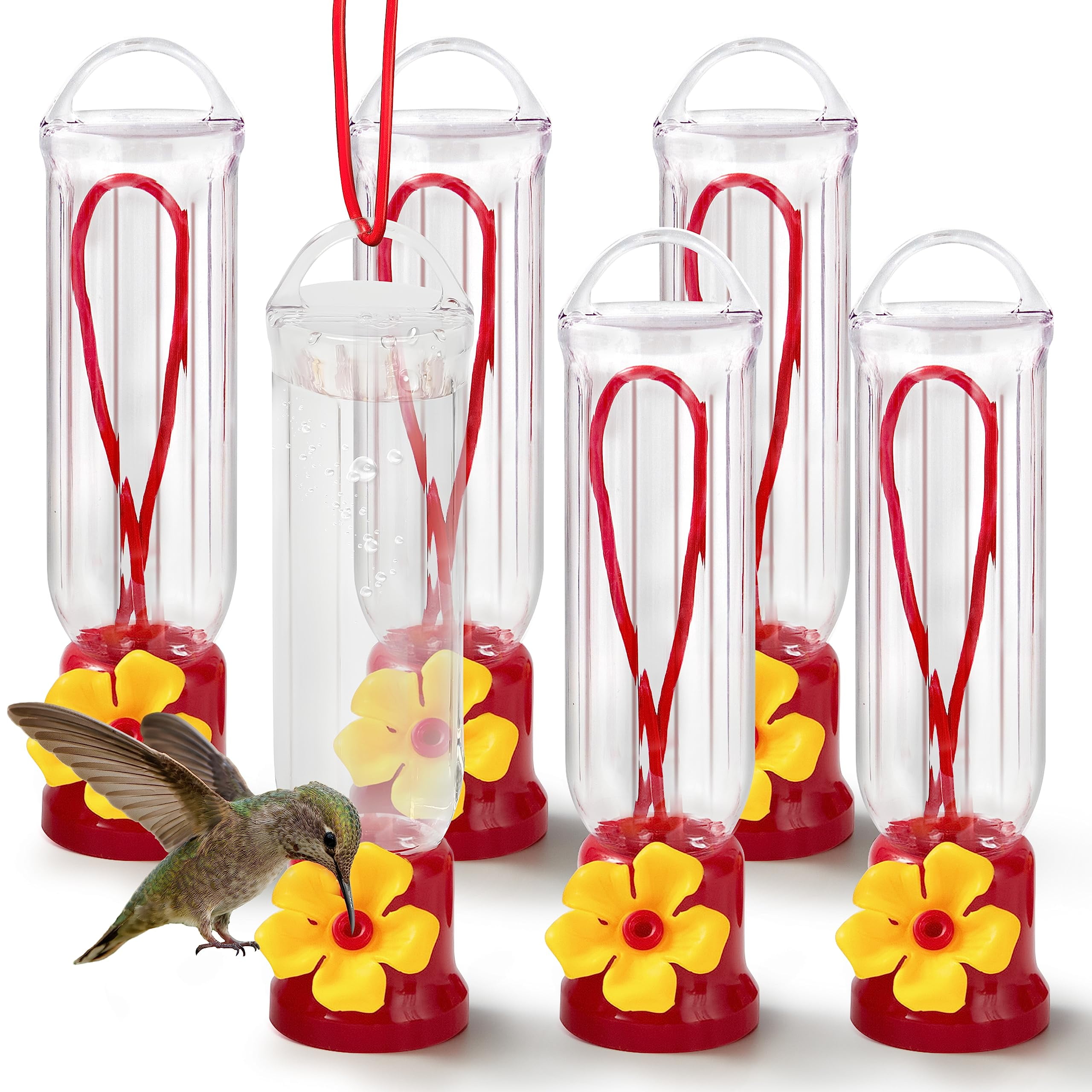 JOIEDOMI Set of 6 OIF8 Mini Hummingbird Feeders with Hanging Wires