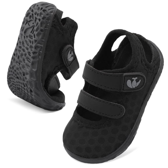 JOINFREE Baby Unisex Shoes Washable Water Shoes, Wide, Round Toe Black, 12-18 M Infant