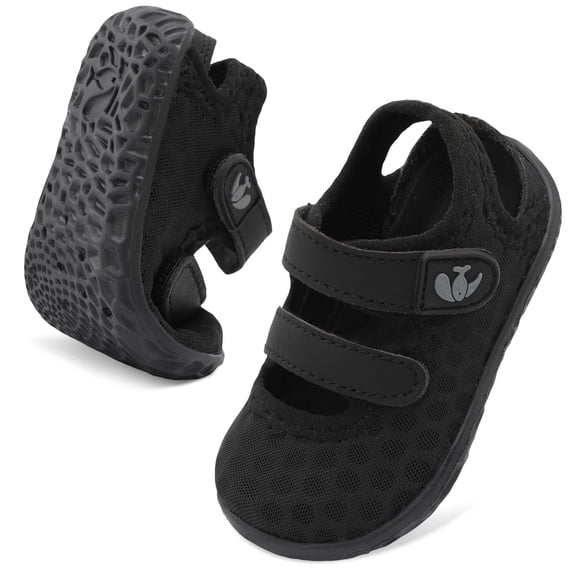 JOINFREE Baby Unisex Water Shoes Wide Breathable Flexible Swim Shoes, Black, 12-18 M Infant