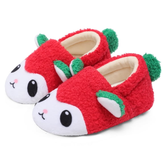 JOINFREE Toddler Girls Boys Fuzzy Slippers Wide Toe Box Warm House Slippers