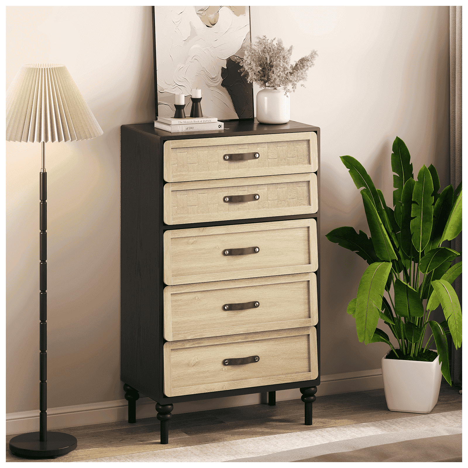 walmart mid century modern dresser Walker Edison 58 Mid-Century Modern Curved Front 6-Drawer Dresser, Caramel