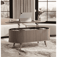 thumbnail image 1 of JOINICE Coffee Table with Lift Top,42.5” Fluted Center Table with Hidden Compartment ,Mid Century Modern Oval Coffee Tables for Living Room,Apartment,Walnut, 1 of 7