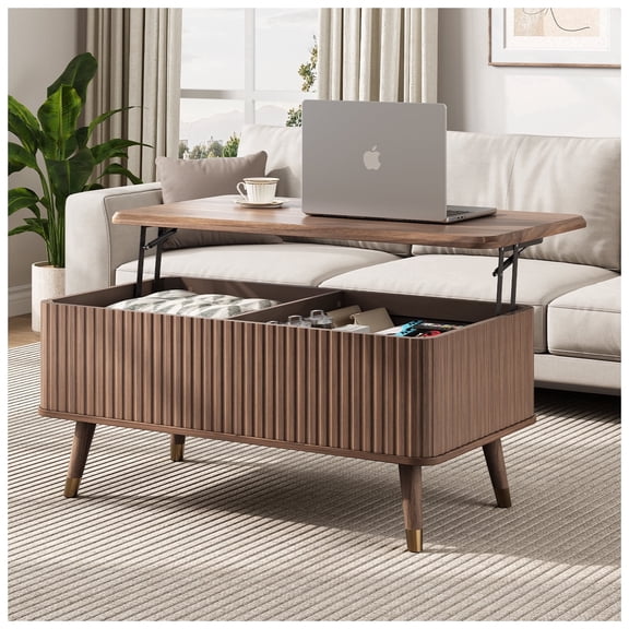 JOINICE Coffee Table with Lift Top and Hidden Storage,Mid Century Modern Wood Center Table,Small Rectangle Table for Living Room,Walnut
