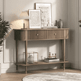 thumbnail image 1 of JOINICE Console Table for Entryway with Drawers,Fluted Sofa Table with Storage Shelf,Narrow Entry Table for Living Room,Hallway,Foyer,Walnut, 1 of 10