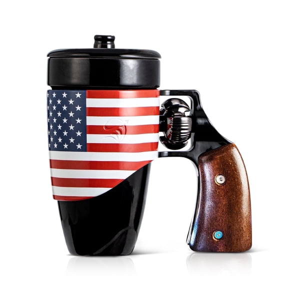 JOINICE 16 oz Black Ceramic Rotatable Coffee Mug, Ergonomic Novelty Design