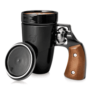 JOINICE 16 oz Black Ceramic Coffee Mug, Novelty Gift for Men, Father's Day or Birthday