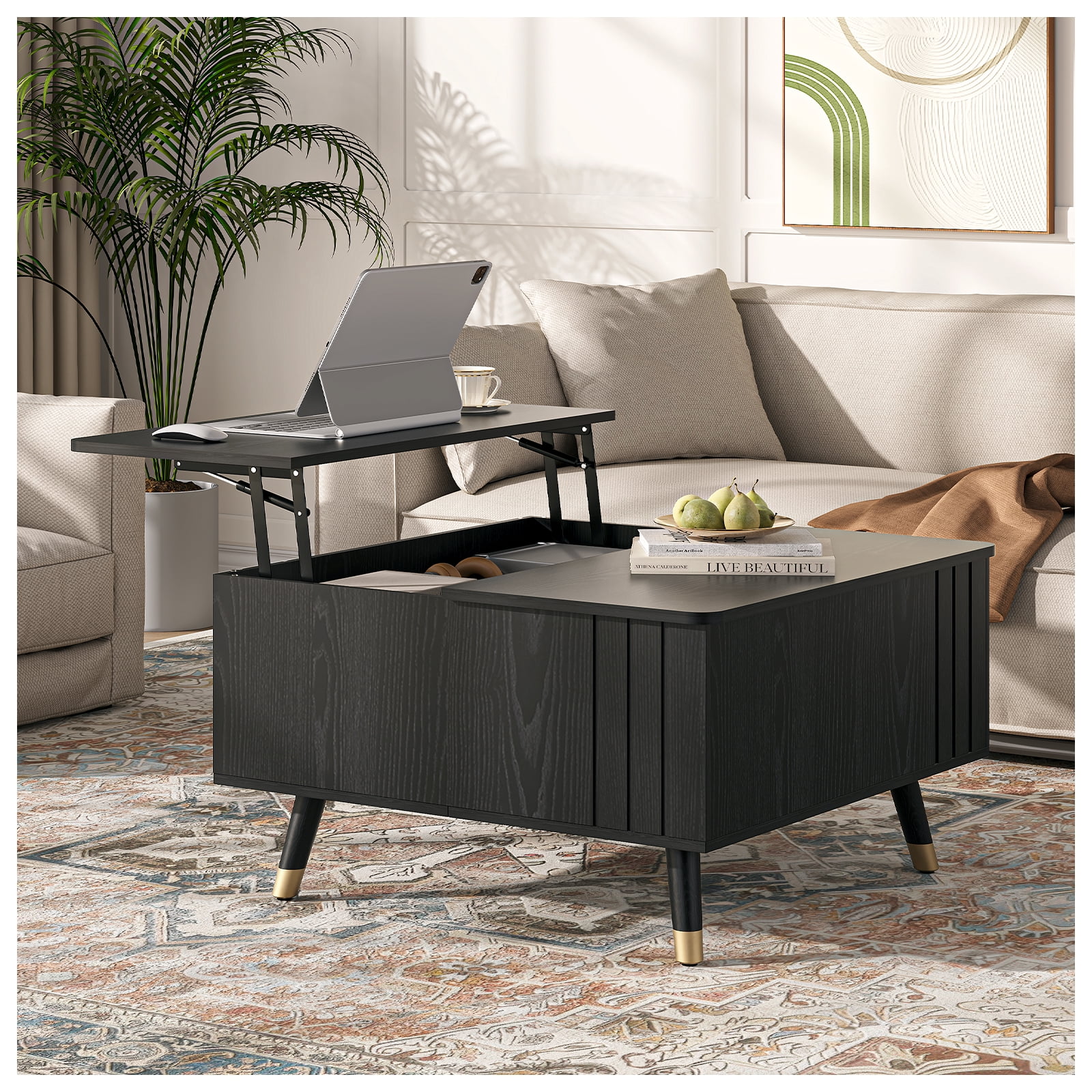 JOINICE Lift Top Coffee Table with Storage,Mid Century Modern