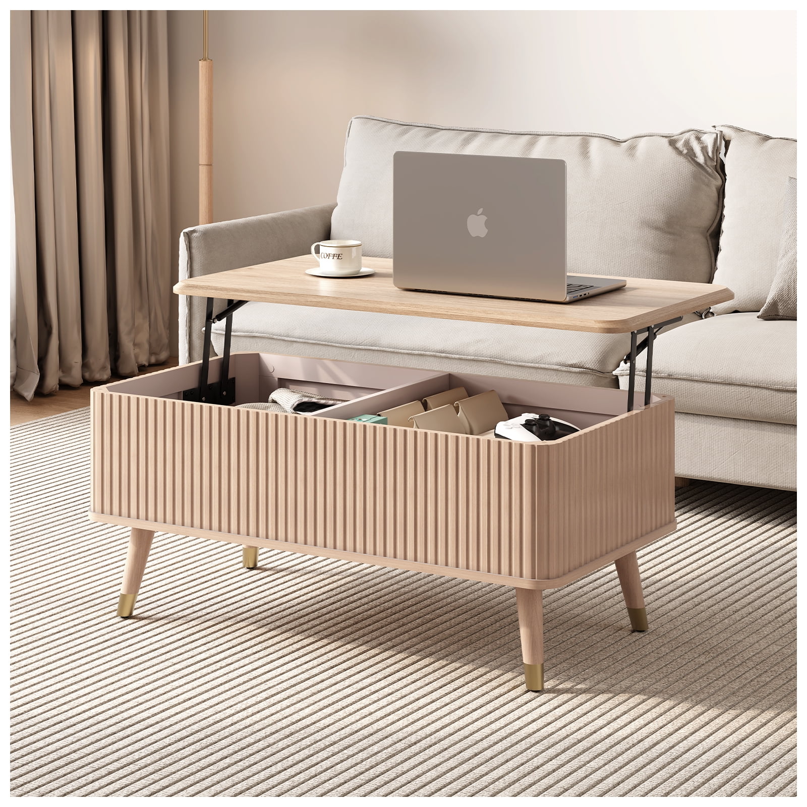 Joinice Lift Top Coffee Table with Storage – Space-Saving Storage & Stylish Design