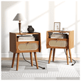 thumbnail image 1 of JOINICE Mid Century Modern Nightstands Set of 2 with Charging Station,Wood Bedside Table with Storage,Cherry, 1 of 9