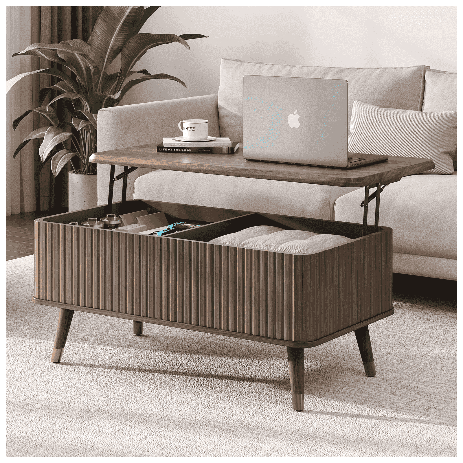 JOINICE Lift Top Coffee Table with Storage,Mid Century Modern