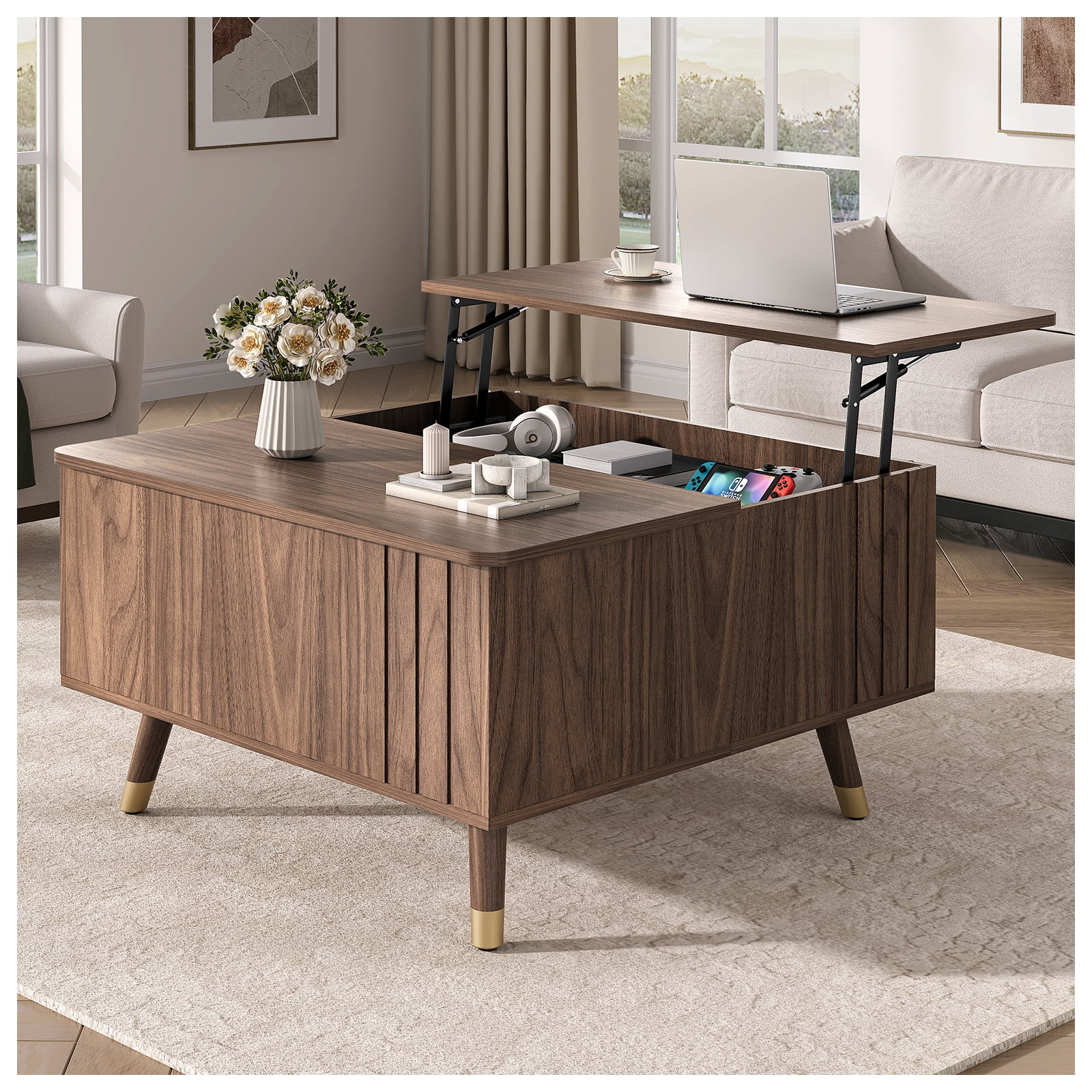JOINICE Lift Top Coffee Table with Storage,Mid Century Modern