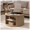 thumbnail image 1 of JOINICE Round Coffee Table with Lift Top,Mid Century Modern Wood Center Table with Storage and Shelf,for Living Room,Oak, 1 of 8
