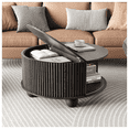 thumbnail image 1 of JOINICE Round Coffee Table with Storage and Bun Feet,Mid Century Modern Center Table,for Living Room,Black, 1 of 6