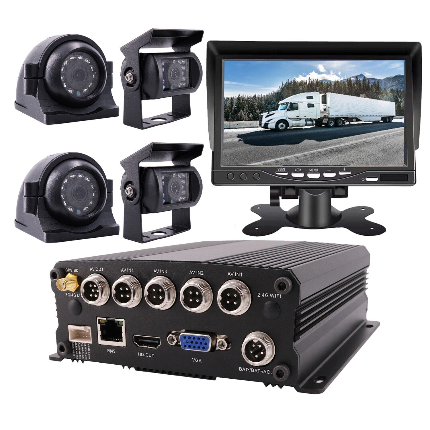 JOINLGO 4 Channel 1080P GPS Track Truck Camera System Loop Record Video