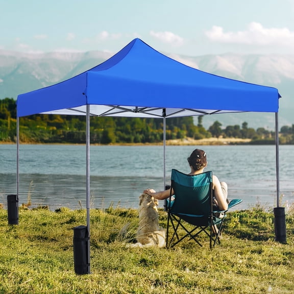 JOINSUN 10x10 Outdoor Canopy with Wheeled Carry Case – UV-Resistant Waterproof Tent for Events, Tailgates & Backyard Shade, Blue