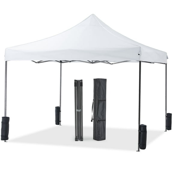 JOINSUN 10x10 Pop Up Canopy, Heavy Duty Waterproof Portable Canopy Tent with Sand Bags, White