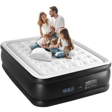 JOINSUN 16" Queen Air Mattress, Portable Low Noise Colchone Inflable with Built in Pump, Maximum Weight Capacity 600 lbs Air Bed for Camping, Beach, Outdoor