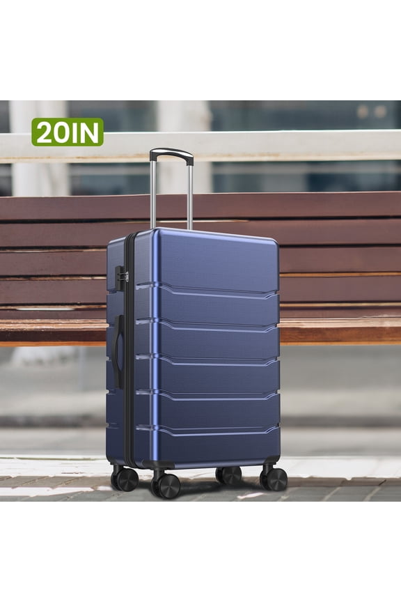 20 Inch Carry On Luggage Expandable Hardside Suitcases with Rolling Spinner Wheels & TSA Lock, Blue