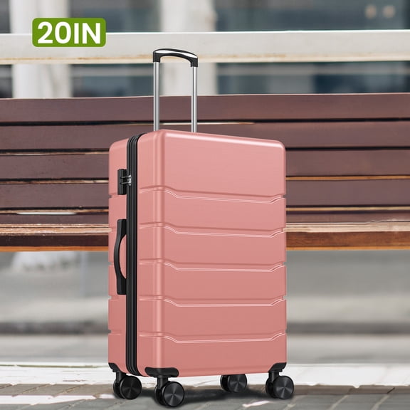 JIOABL 20 Inch Carry On Luggage Expandable Hardside Suitcases with Rolling Spinner Wheels & TSA Lock, Pink