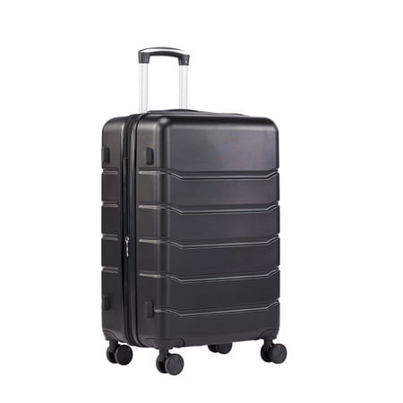 Sweetcrispy 20 inch Carry on Luggage, Hard Shell ABS Suitcase with Double Spinner Wheels, Lightweight Expandable Rolling Suit Case with TSA Lock, Black