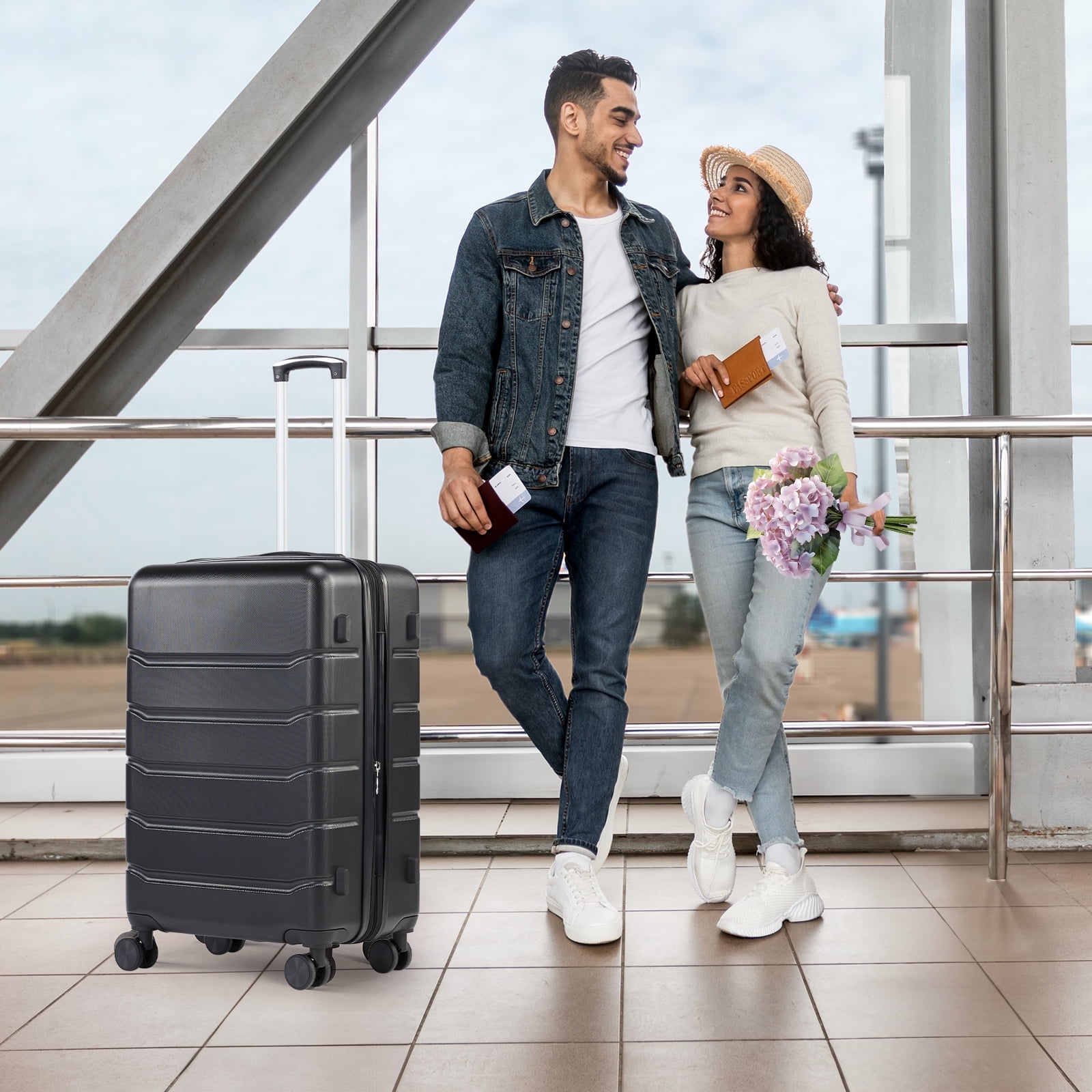JOINSUN 20 inch Durable and Stylish Luggage,Hard Shell Expandable Double Spinner Rolling Wheels Suitcase