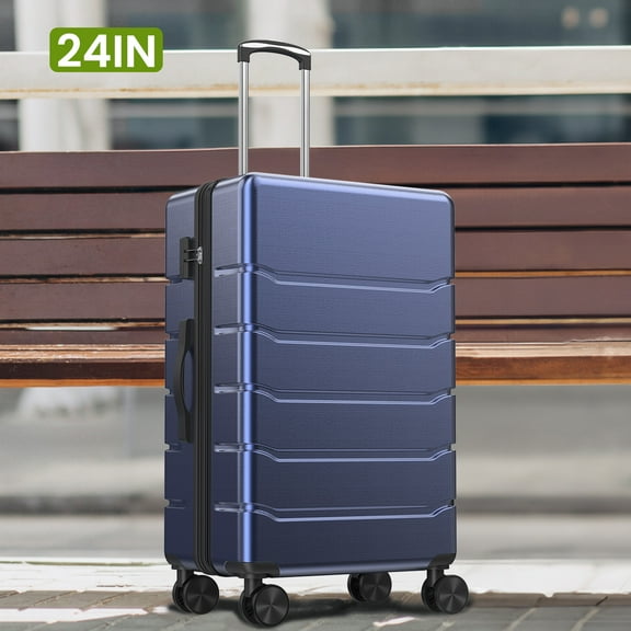 JIOABL 24 Inch Carry On Luggage Expandable Hardside Suitcases with Rolling Spinner Wheels & TSA Lock, Blue