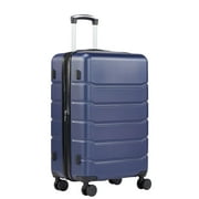 Sweetcrispy 24 inch Luggage, Hard Shell ABS Suitcase with Double Spinner Wheels, Lightweight Expandable Rolling Suit Case with TSA Lock, Blue