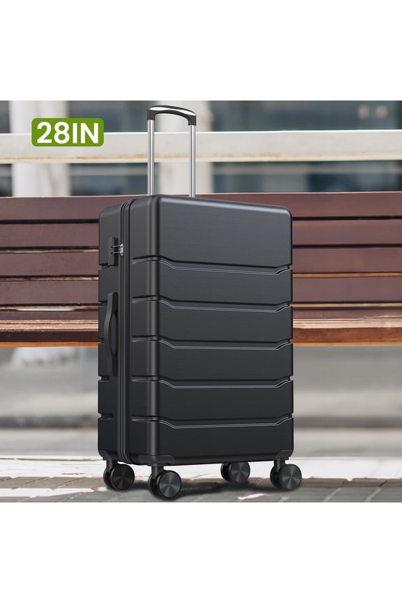 28 Inch Carry On Luggage Expandable Hardside Suitcases with Rolling Spinner Wheels & TSA Lock, Black