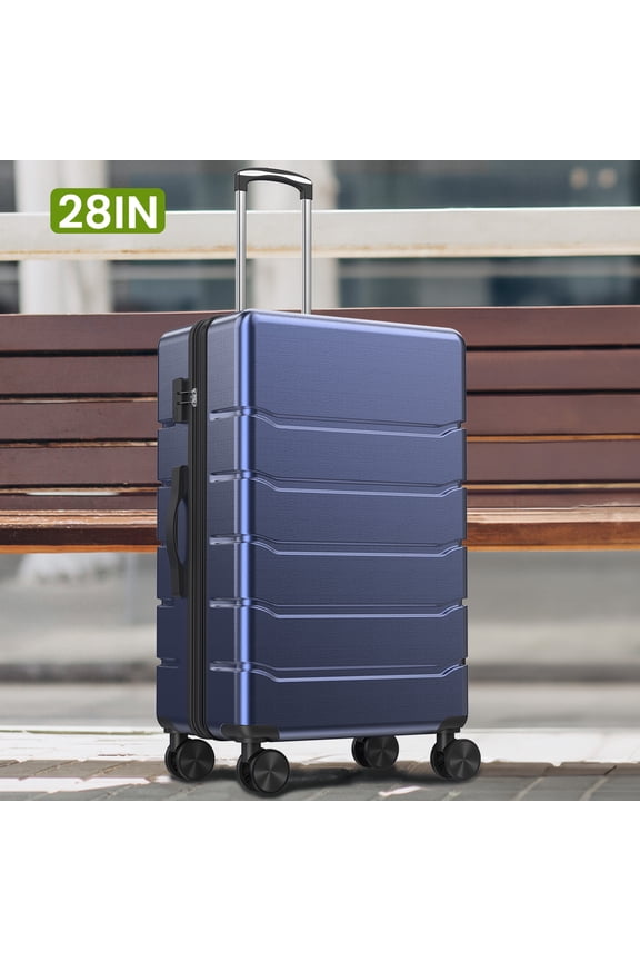 28 Inch Carry On Luggage Expandable Hardside Suitcases with Rolling Spinner Wheels & TSA Lock, Blue