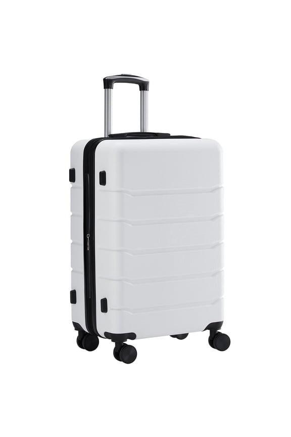28 inch Luggage, Hard Shell ABS Suitcase with Double Spinner Wheels, Lightweight Expandable Rolling Suit Case with TSA Lock, White