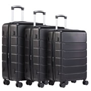 Sweetcrispy 3-Piece Luggage Sets, Hard Shell ABS Suitcases with Double Spinner Wheels, Lightweight Expandable Rolling Travel Suit Case with TSA Lock, Black