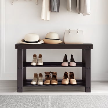 3-Tier Bamboo Shoe Rack Bench – Entryway Storage Organizer – Holds 300+ Lbs
