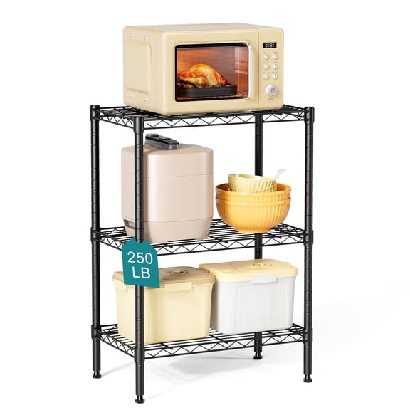 SUMELL 3 Tier Storage Shelves, 23.62"W x 13.78"D x 30"H Black Adjustable Metal Wire Shelving Unit