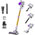 thumbnail image 1 of SUMELL 3-in-1 Cordless Stick Vacuum Cleaner, Lightweight with LED Headlight, 10KPa Suction for Carpet, Hard Floor and Pet Hair, Purple Yellow, 1 of 5