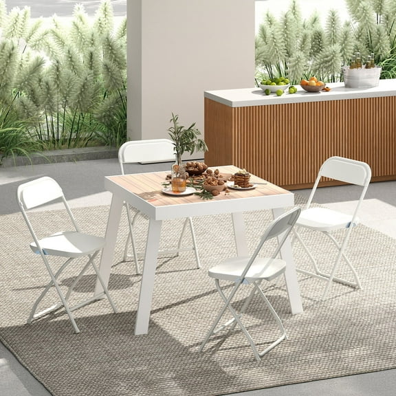 JOINSUN 4 Pcs Plastic Folding Chair Portable and Space-Saving Seating Solution for Indoor and Outdoor Use, White