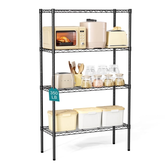 SUMELL 4 Tier Storage Shelves, 23.3"Wx13.4"Dx47"H Black Adjustable Metal Wire Shelving Unit