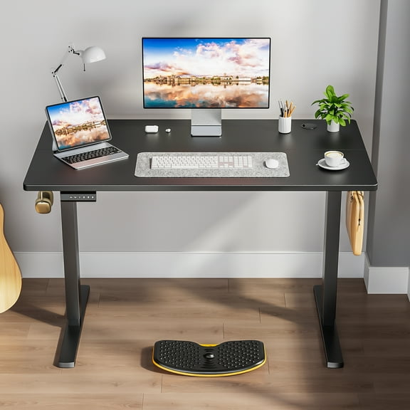 JOINSUN 40 x 24 Inches Adjustable Electric Standing Workstation Desk with Memory Preset and Ergonomic T-Shaped Metal Legs - Ideal for Home Office Setup