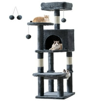 MCQ 44" Cat Tree Multi Level Tower with Scratching Post, Large Condo, Rest Hammock, Dark Grey