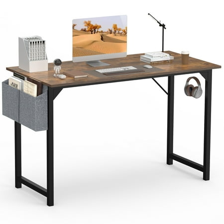 JOINSUN 47 Inch Computer Desk, Desk for Home Office, Writing Desk for Small Space, Rust