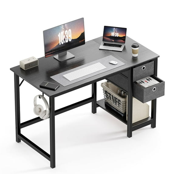 JOINSUN 47 inch Computer Desk with Storage Drawers, Modern Simple Style Laptop Table, Black