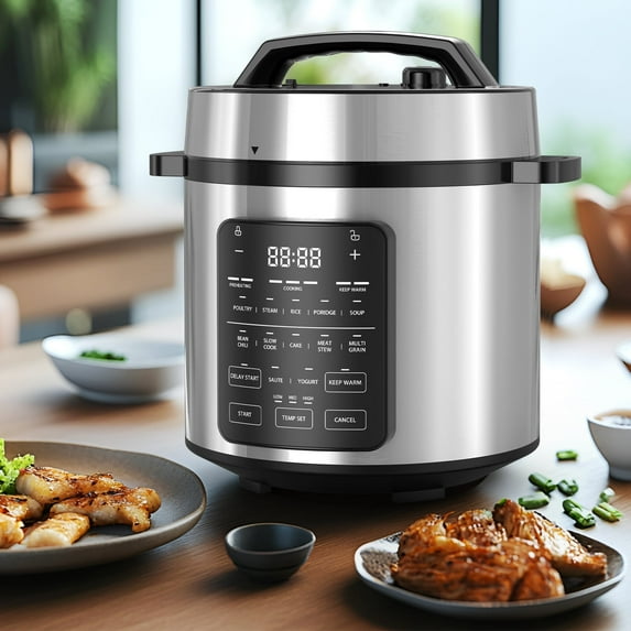 JOINSUN 6 Quart Electric Pressure Cooker Stainless Steel Multi Cooker Electric for Pressure 12-in-1 Rice and 5.9 Quart, Sliver