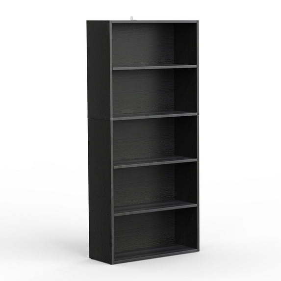 MCQ 5 Tiers Bookcase, 53 Inch Large Storage Tall Standing Bookshelf with Adjustable Shelves for Home Office, Living Room, Bed Room, Black