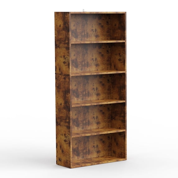 MCQ 5 Tiers Bookcase, 53 Inch Large Storage Tall Standing Bookshelf with Adjustable Shelves for Home Office, Living Room, Bed Room, Rust