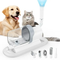 MCQ 5 in 1 Pet Grooming Vacuum Kit with 6 Guide Combs, Low Noise Cordless Dog Cat Trimmer, White