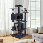 JOINSUN 54" Cat Tree for Indoor Cats, Multi-level Cat Tower with Scratching Post, Large Condo, Dark Gray