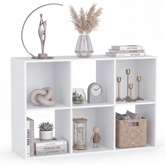 JIOABL 6 Cube Storage Organizer, Open Bookshelf with 3 Removable Back Panels for Living Room, Bedroom, Home Office,36"L x 11.6"W x 24" H, White