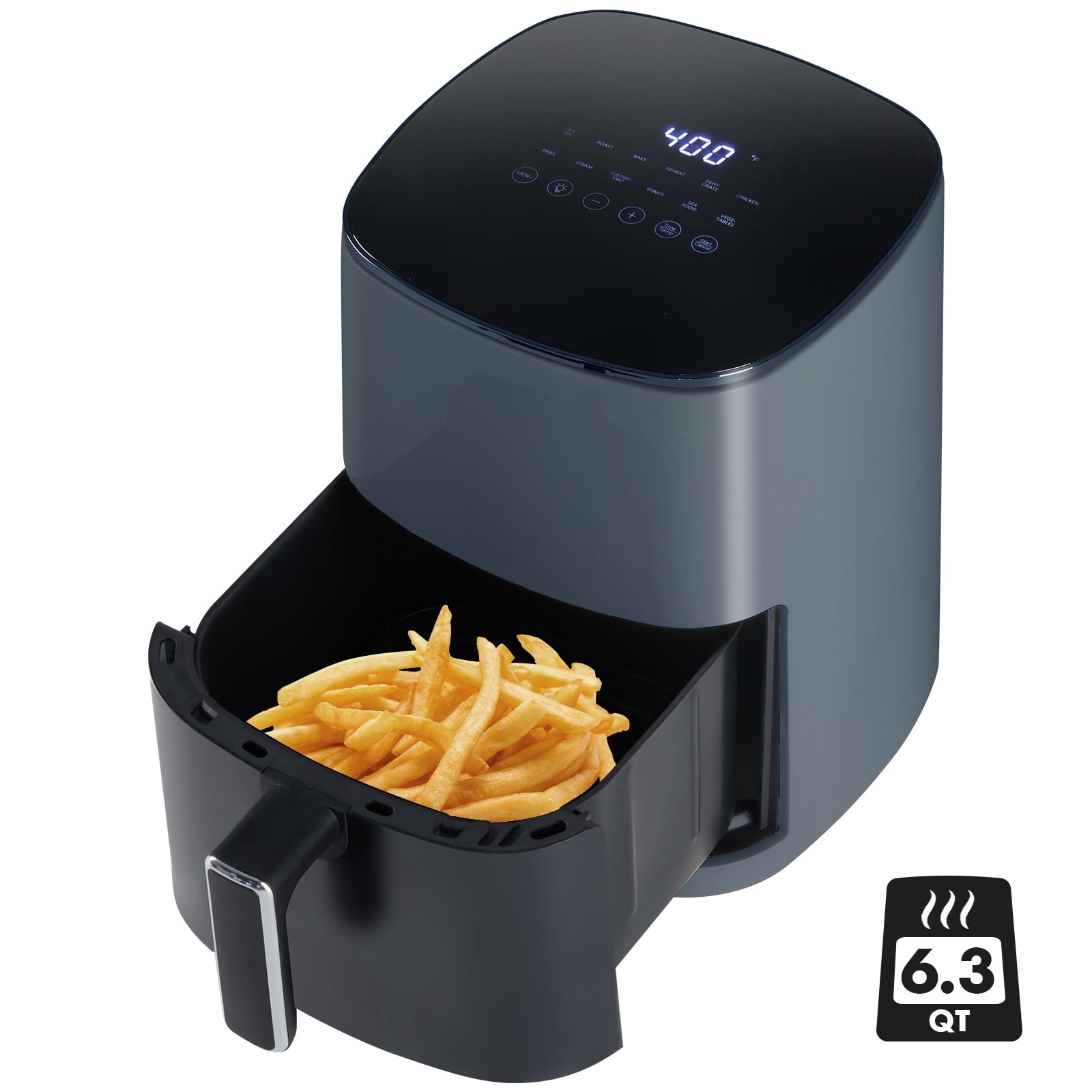 JOINSUN 6 Qt Air Fryer, Compact Capacity with Window Square Air Fryer 12-in-1 Air Fry, Roast, Reheat, Dehydrate, Bake, Steam with 400F,Gray